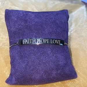 925 SS Faith Hope Love Adjustable CZ Bracelet
